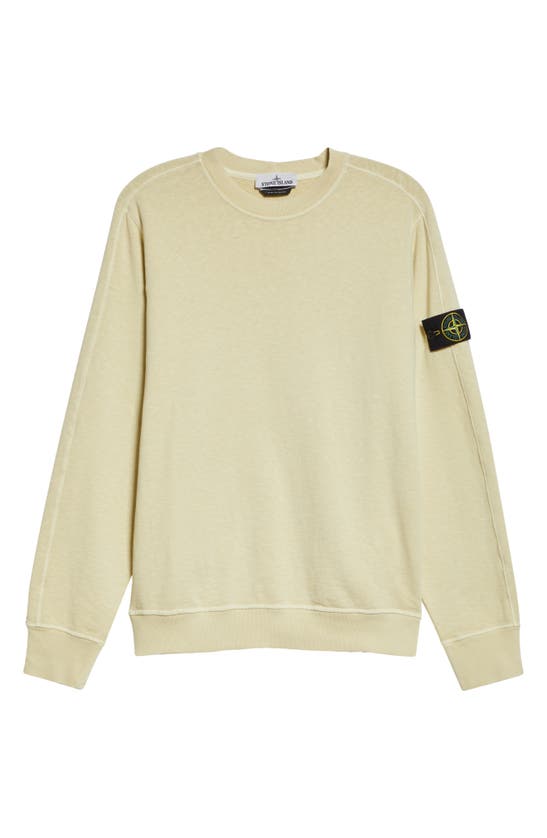 Shop Stone Island Crewneck Cotton Sweatshirt In Natural Beige