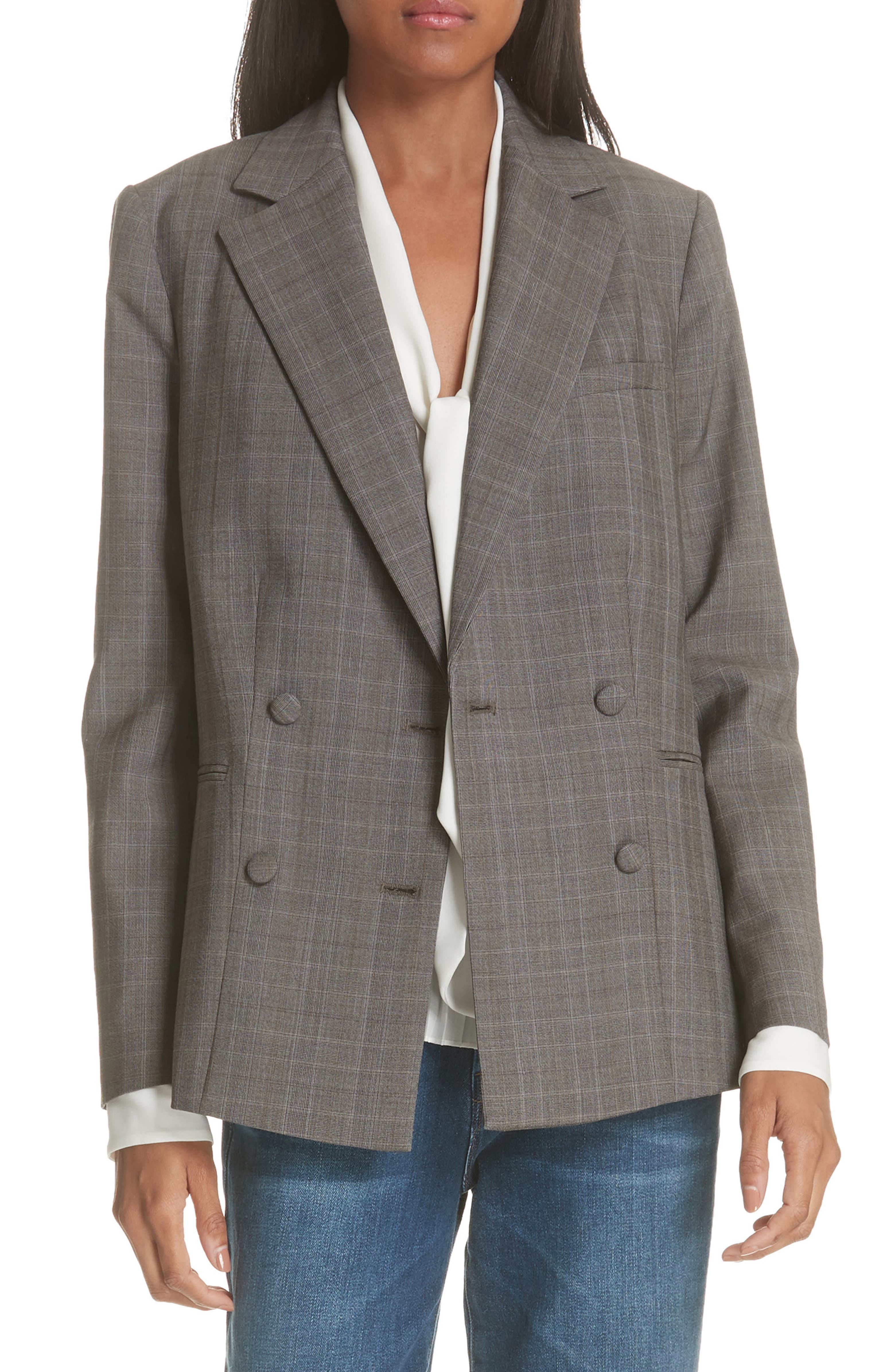 FRAME Plaid Double Breasted Wool Blazer | Nordstrom