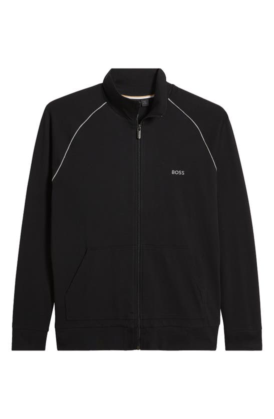 Hugo Boss Mix & Match Cotton Blend Full Zip Jacket In Black