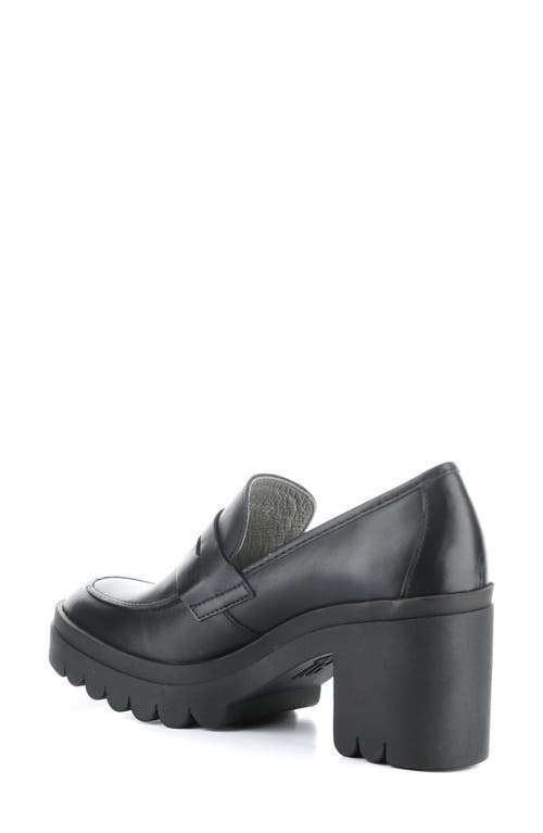 Shop Fly London Toky Platform Penny Loafer In Black Dublin