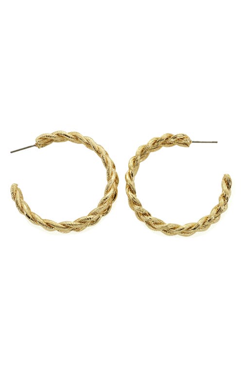 Twisted Hoop Earrings in Gold