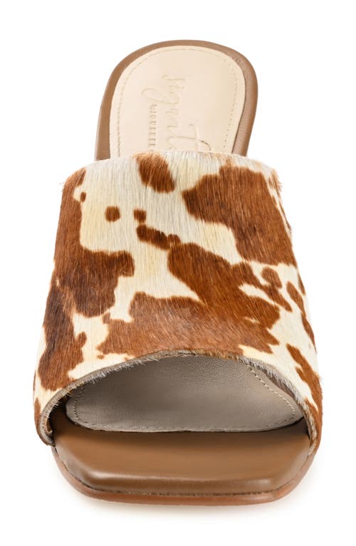 Shop Journee Signature Deena Column Heel Genuine Calf Hair Sandal In Animal/brown