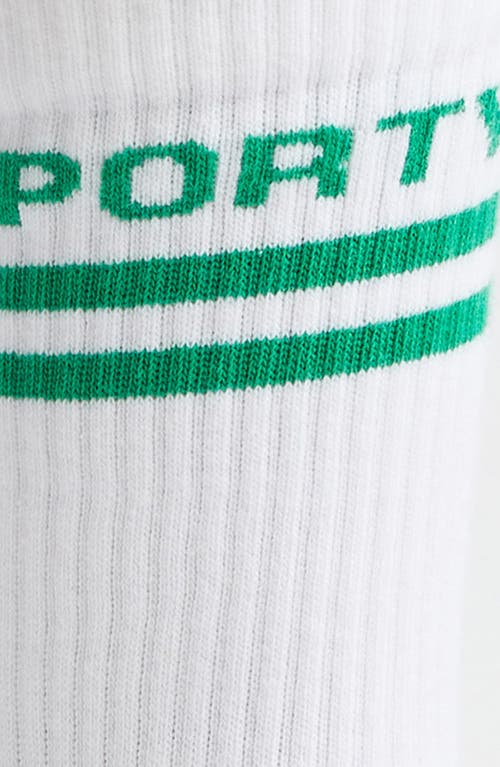 SPORTY AND RICH SPORTY & RICH BOLD LOGO STRIPE COTTON BLEND CREW SOCKS 