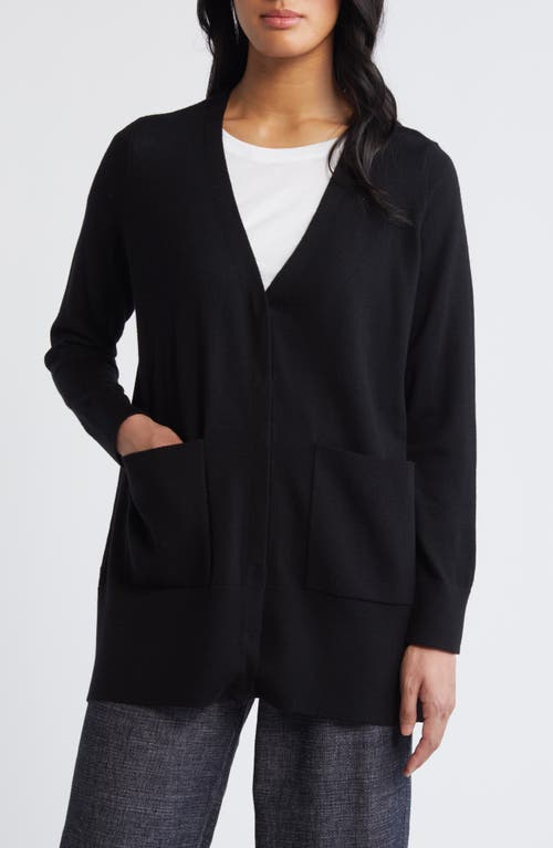 EILEEN FISHER EILEEN FISHER V-NECK SNAP FRONT WOOL CARDIGAN 