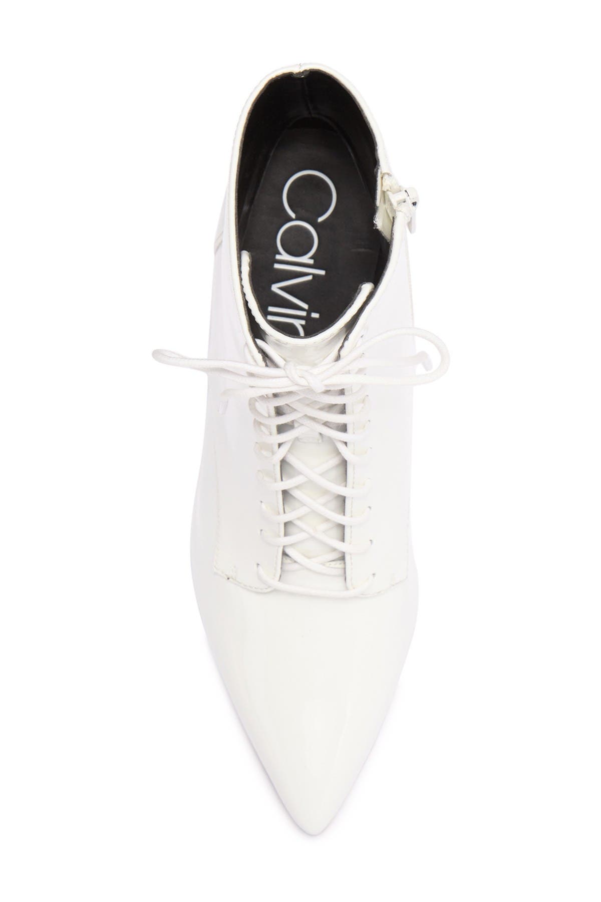 calvin klein esma patent leather lace up bootie