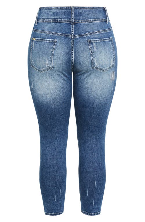 Shop City Chic Patched Apple Skinny Jeans In Denim Mid