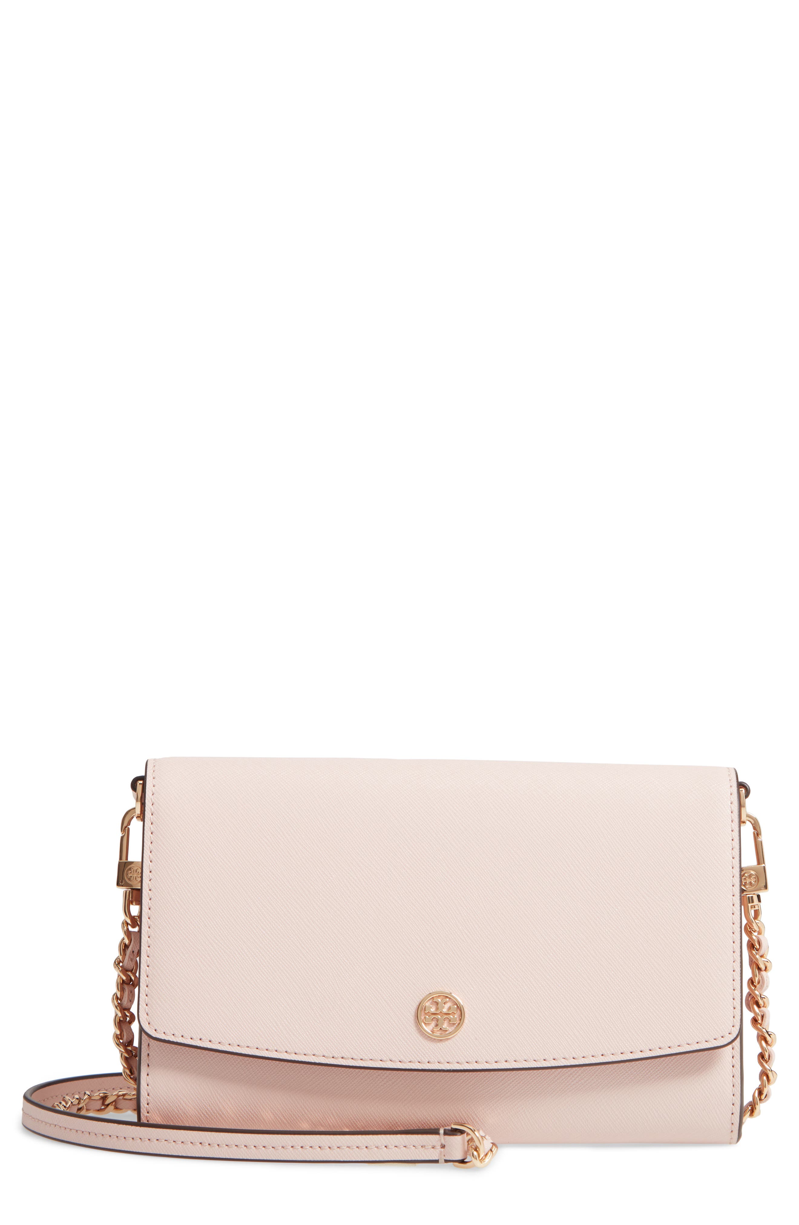 UPC 192485105520 product image for Women's Tory Burch Robinson Leather Wallet On A Chain - Pink | upcitemdb.com