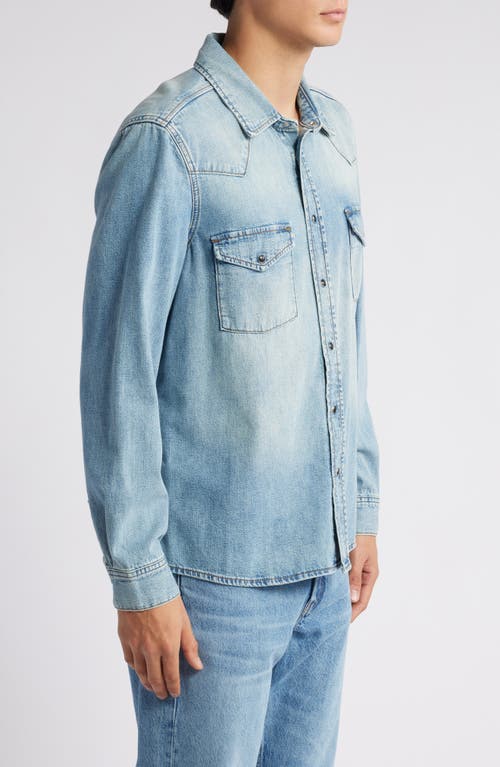 Shop Frame Western Denim Snap-up Shirt In Fantasy