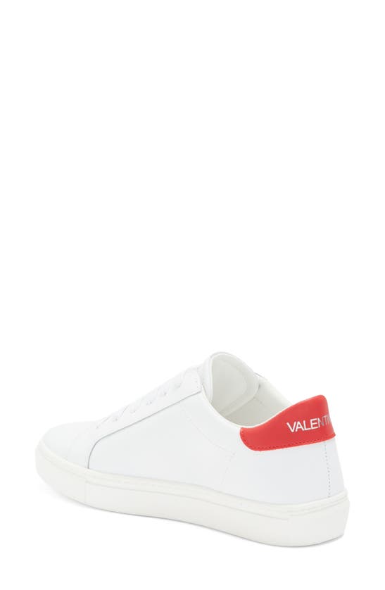 Valentino By Mario Valentino Petra Leather Sneaker In White Red