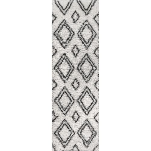 Jonathan Y Beni Moroccan Style Diamond Shag Area Rug In Ivory/dark Gray