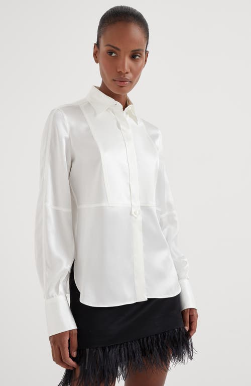 Shop Brunello Cucinelli Satin Shirt In White