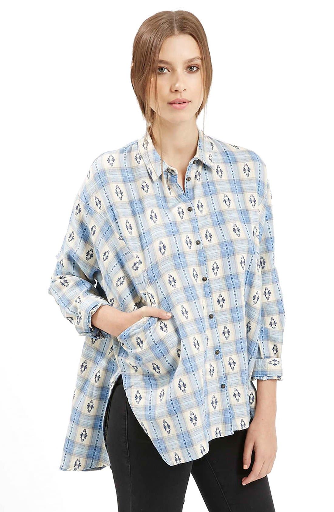 Southwestern Print Oversize Button Down Shirt Nordstrom