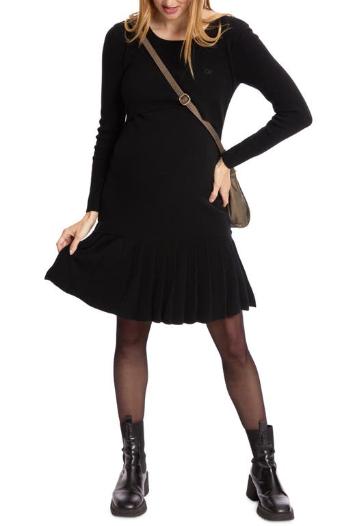 Cache Coeur Manhattan Long Sleeve Maternity/Nursing Sweater Dress in Black 