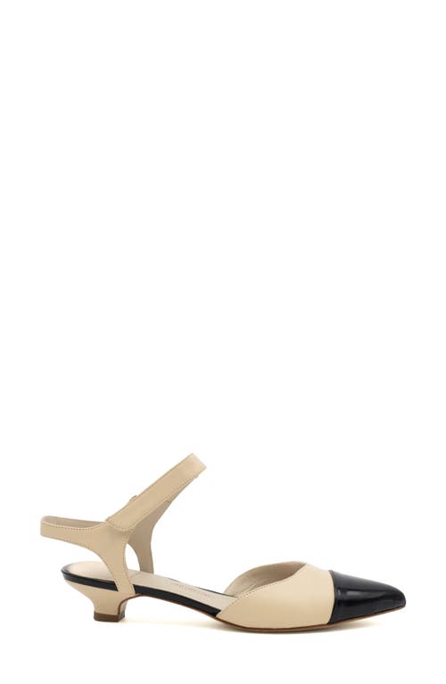 Amalfi By Rangoni Aosta Ankle Strap Pointed Cap Toe Pump In New Sand Parm/black Patent