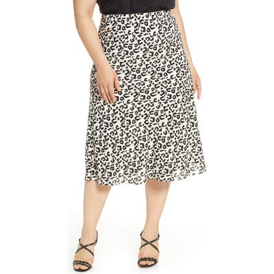 Plus Size Leith Bias Cut Midi Skirt, Ivory