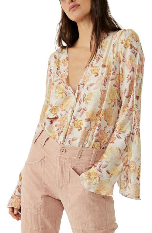 Free People Everything's Rosy Bodysuit in Tea Combo at Nordstrom, Size Small