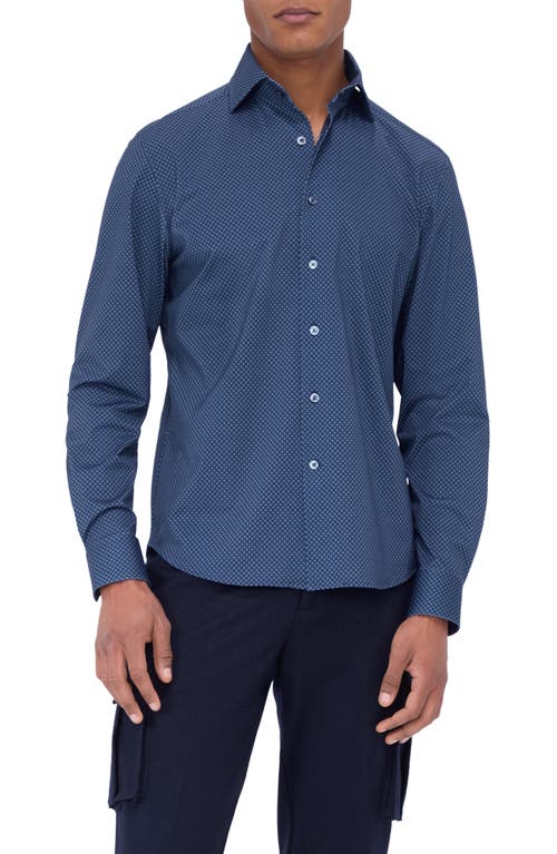 Bugatchi Devon Ooohcotton® Geometric Button-up Shirt In Navy