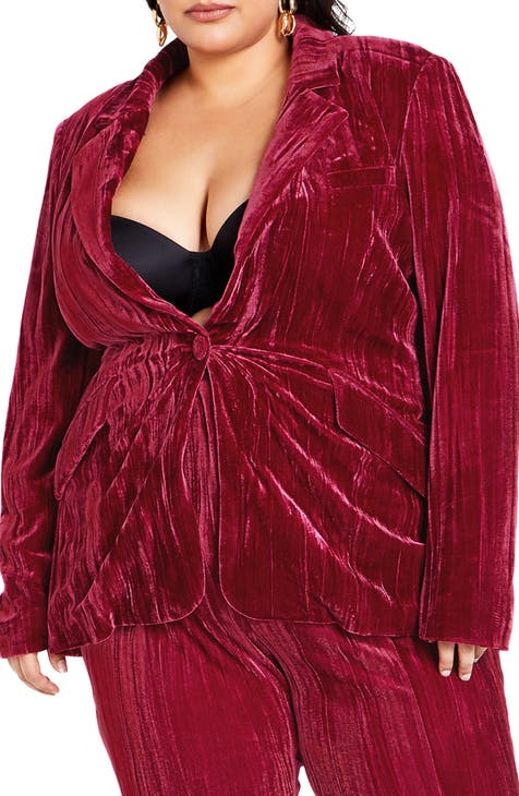 Velvet Robe Blazer, Women's Plus Size Coats + Jackets