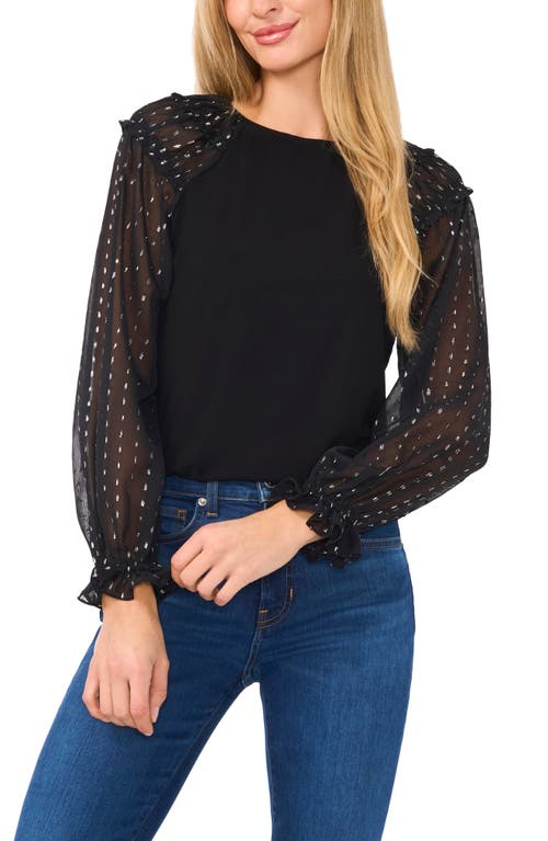 Cece Metallic Knit Top In Rich Black