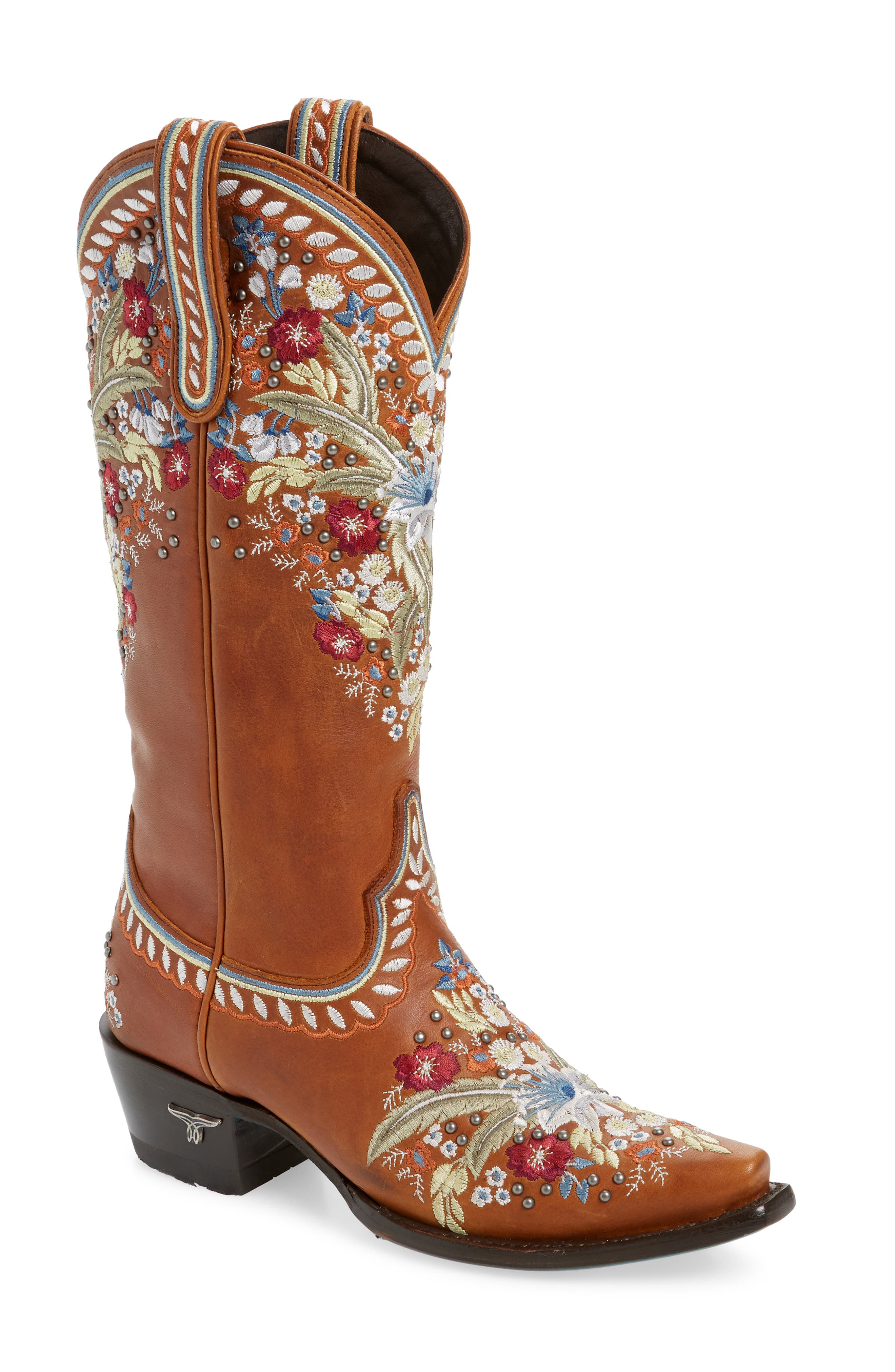 flower embroidered cowboy boots