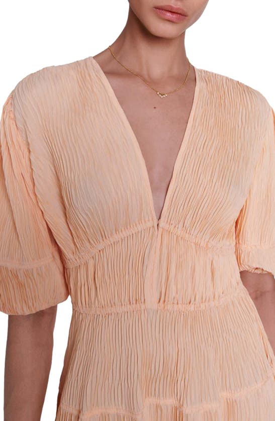 Shop Maje Robby Lou Textured Tiered Maxi Dress In Pale Orange