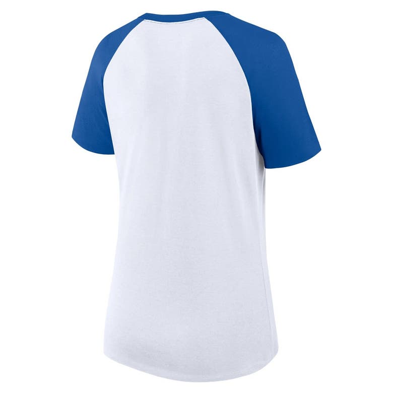 Shop Fanatics Branded White/royal Florida Gators Best Squad Stacked Raglan Notch Neck T-shirt