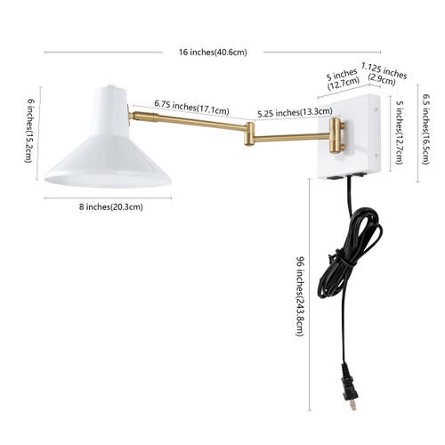 Jonathan Y Hygge Swing Arm 1-light Modern Midcentury Iron Usb Charging Port Led Sconce In White