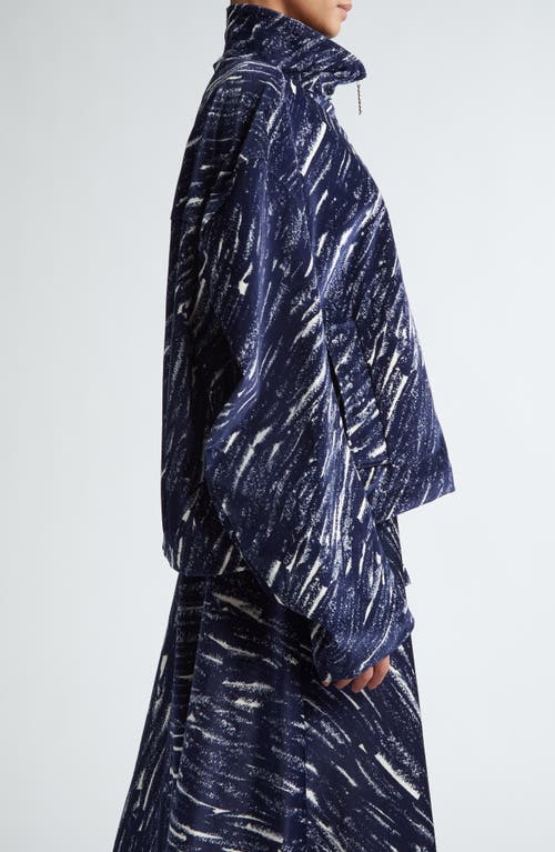 Shop Marni Cotton Stretch Fleece Cocoon Jacket In Midnight