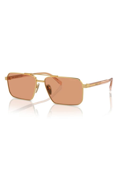 Shop Prada 58mm Rectangular Sunglasses In Gold/peach