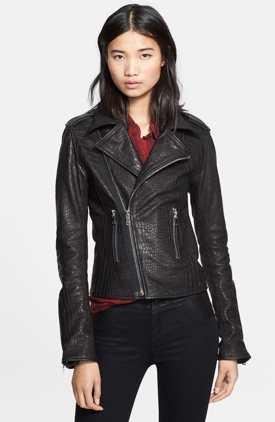 RtA Embossed Leather Biker Jacket Nordstrom