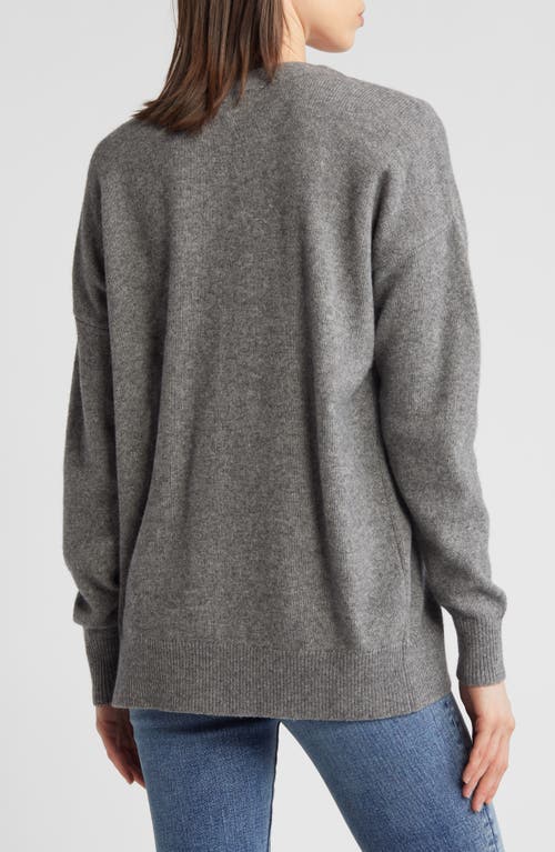 Shop Madewell Relaxed V-neck Wool Blend Cardigan In Heather Pewter