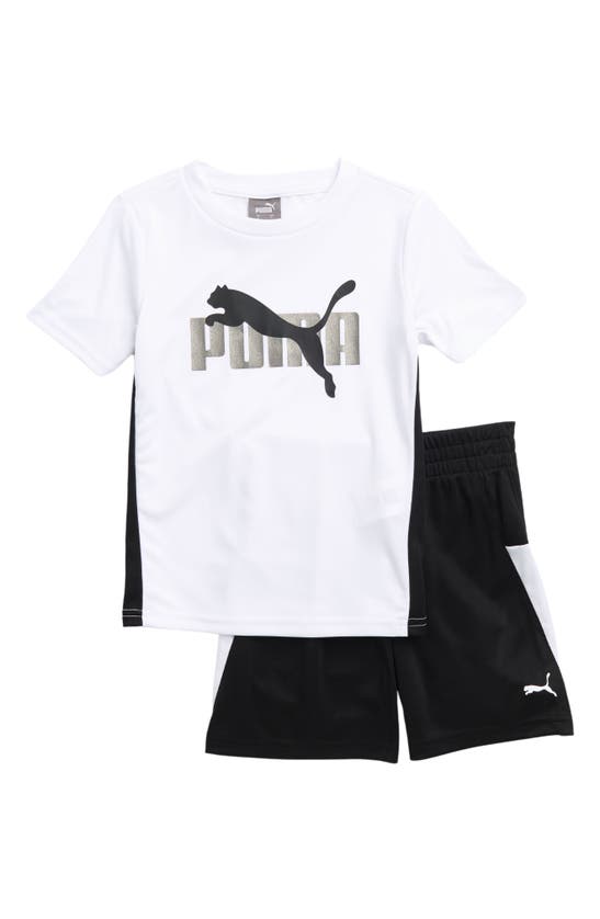 Shop Puma Kids' Performance Graphic T-shirt & Shorts Set In White Traditional