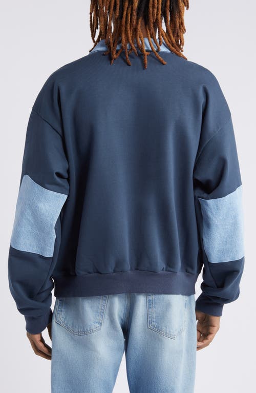 Elwood Long Sleeve Quarter Zip Sweatshirt In Navy