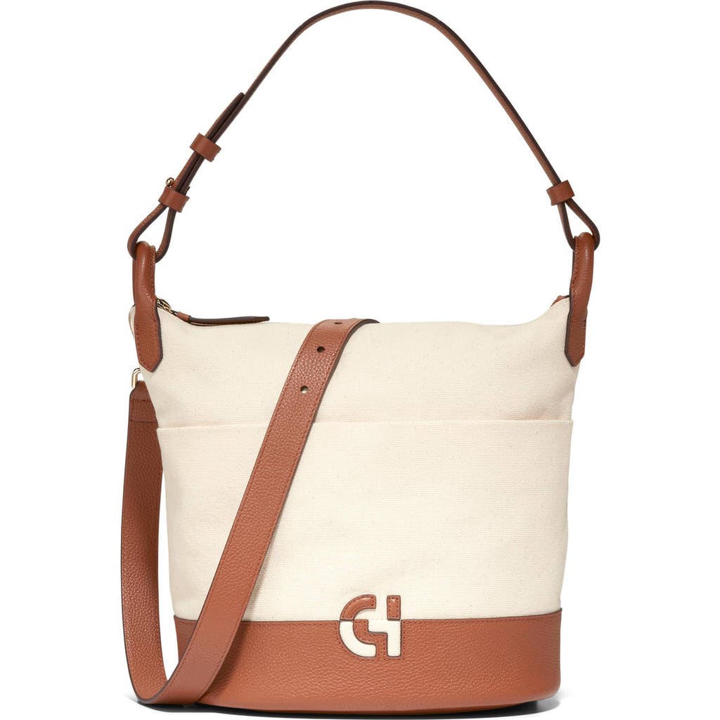 COLE HAAN COLE HAAN ESSENTIAL SOFT CANVAS & LEATHER BUCKET BAG