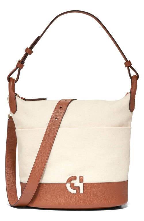 Cole Haan Essential Soft Canvas & Leather Bucket Bag in Natural/British Tan at Nordstrom