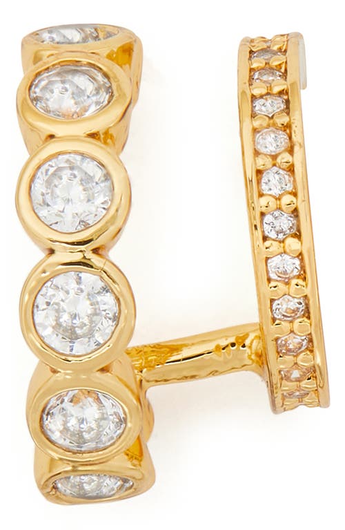 Kate Spade New York Dazzle Crystal Double Huggie Hoop Earrings In Clear/gold