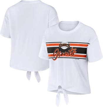Women's Wear by Erin Andrews White San Francisco Giants Front Tie T-Shirt Size: Small