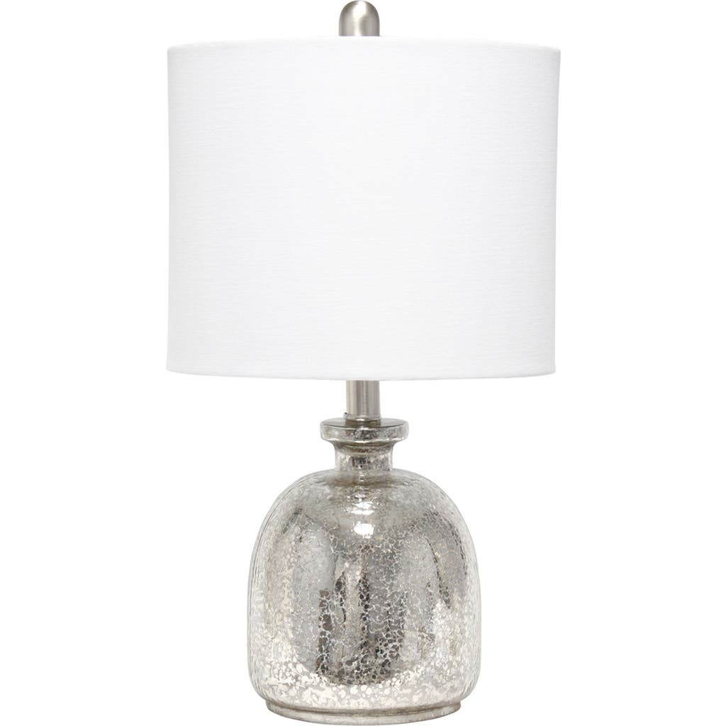 Shop Lalia Home Mercury Hammered Glass Jar Table Lamp With White Linen Shade In Mercury/white