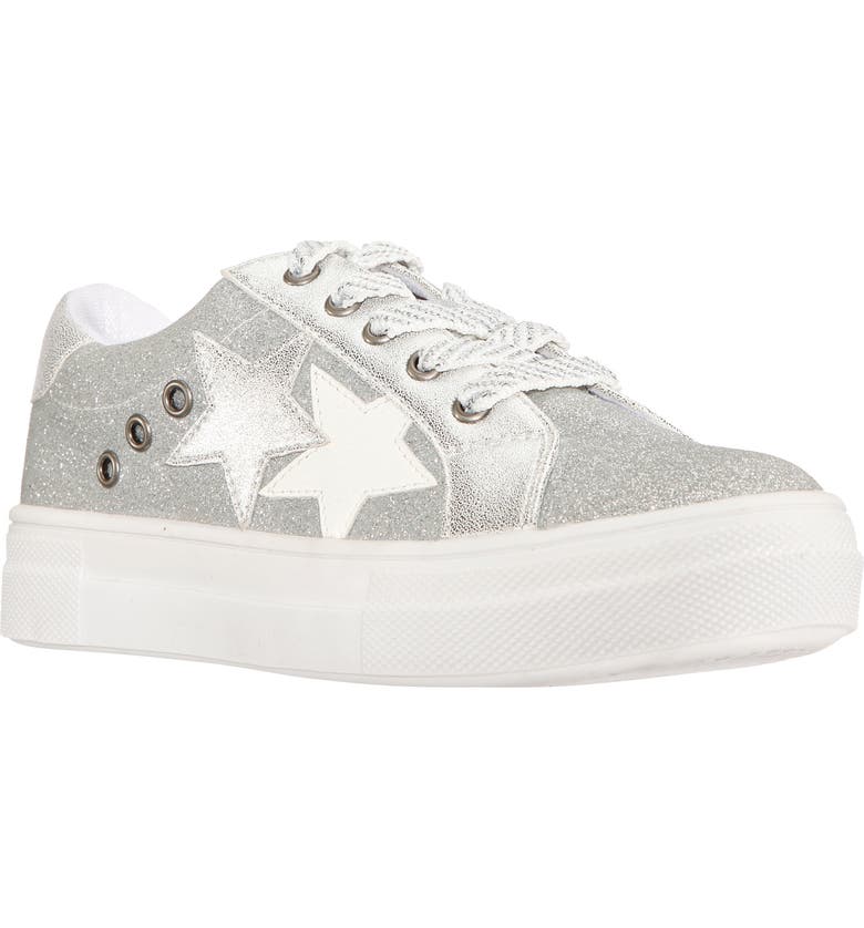 NINA Lizzet Glitter Star Sneaker, Main, color, SILVER GLITTER