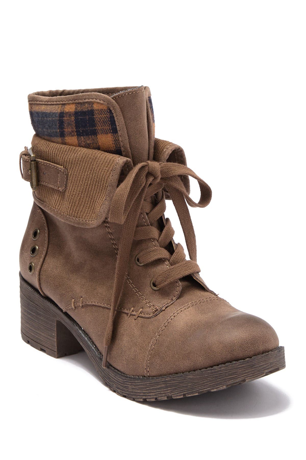 boots with plaid cuff