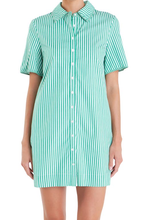 Shop English Factory Stripe Shirtdress In Kelly Green