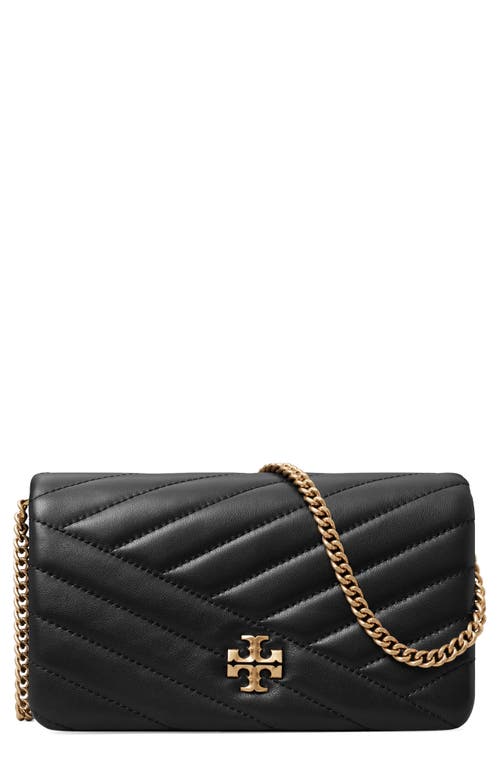 Tory Burch Quilted Leather Wallet On A Chain In Black
