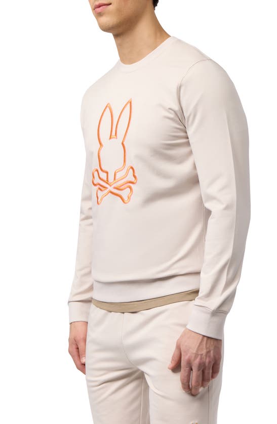 Shop Psycho Bunny Floyd Embroidered Crewneck Sweatshirt In Natural Linen
