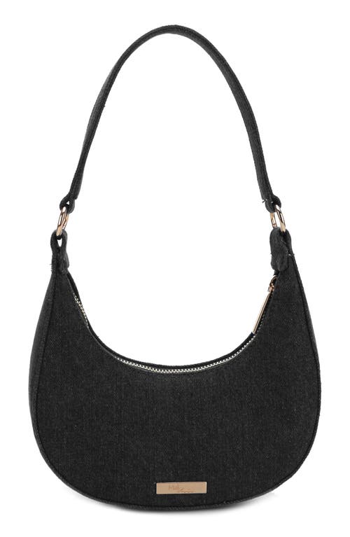 Shop Mali + Lili Leilani Woven Denim Baguette Shoulder Bag In Black Denim