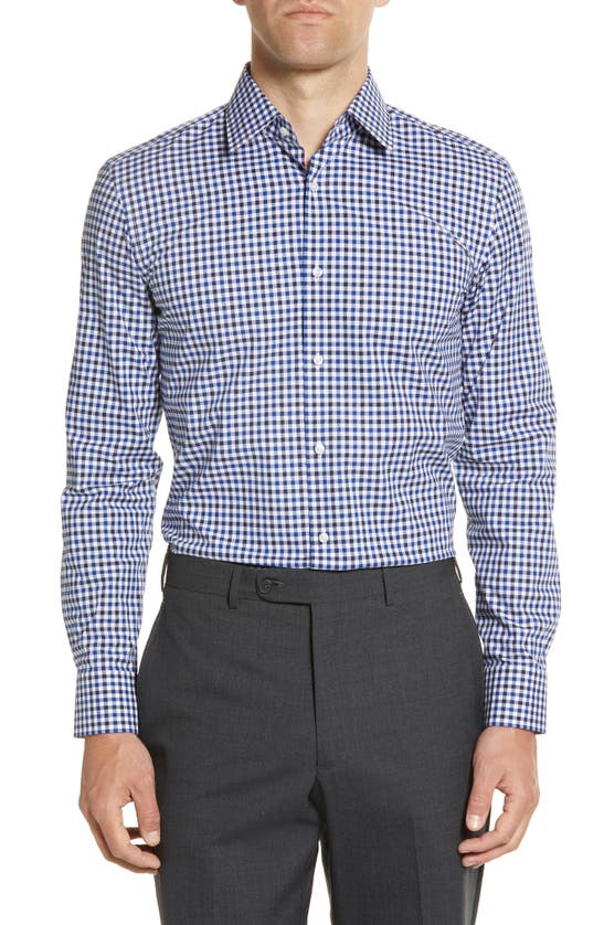 Hugo Boss Hank Kent Slim Fit Stretch Dress Shirt In Blue Check | ModeSens