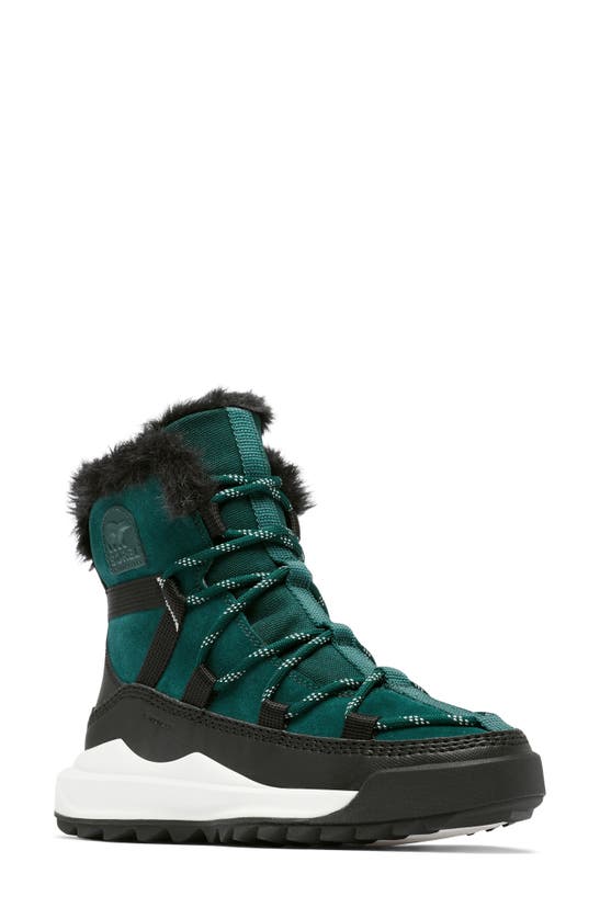 Sorel Ona Rmx Glacy Faux Fur Waterproof Bootie In Midnight Teal/ Black