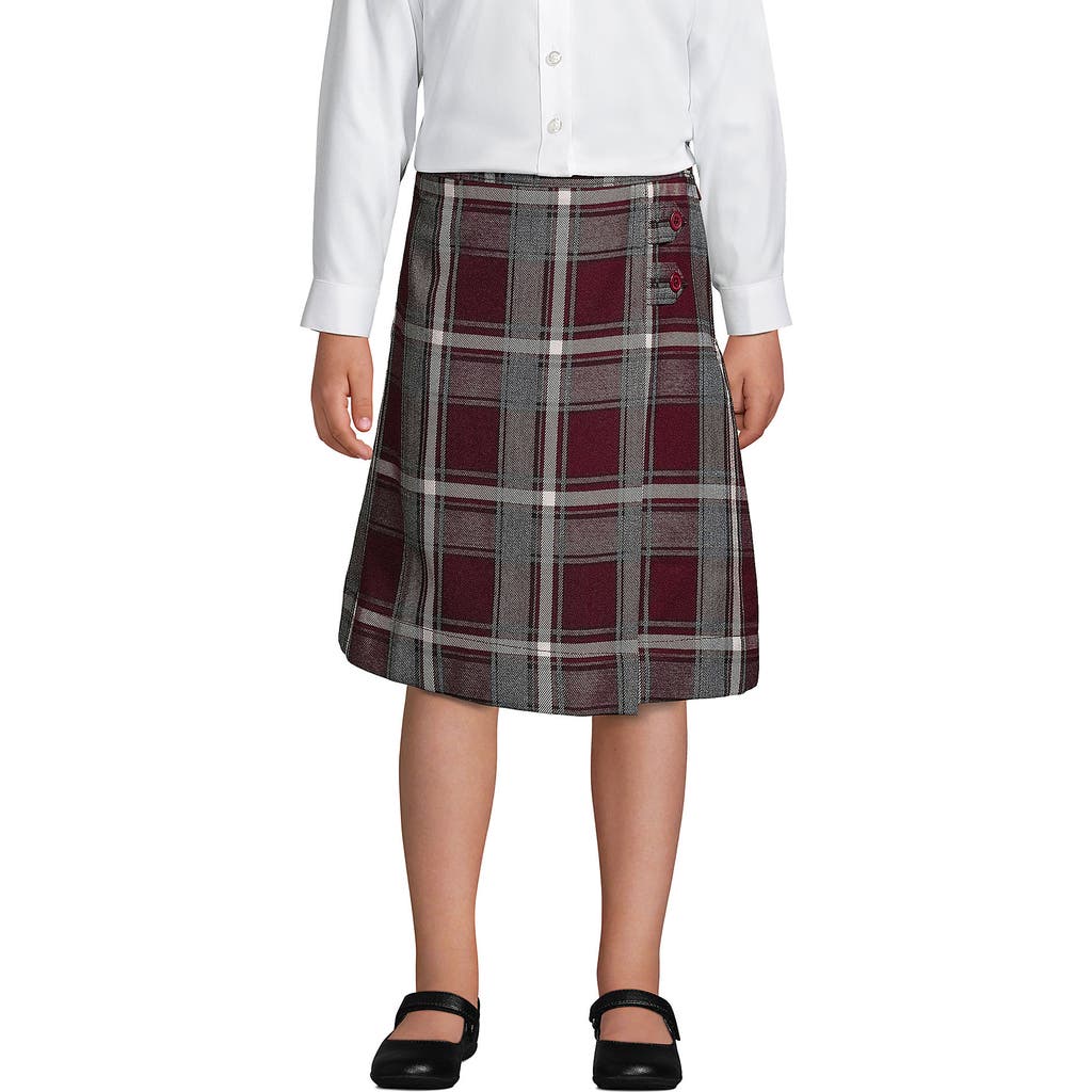 LANDS' END LANDS' END SCHOOL UNIFORM GIRLS PLAID A-LINE SKIRT BELOW THE KNEE