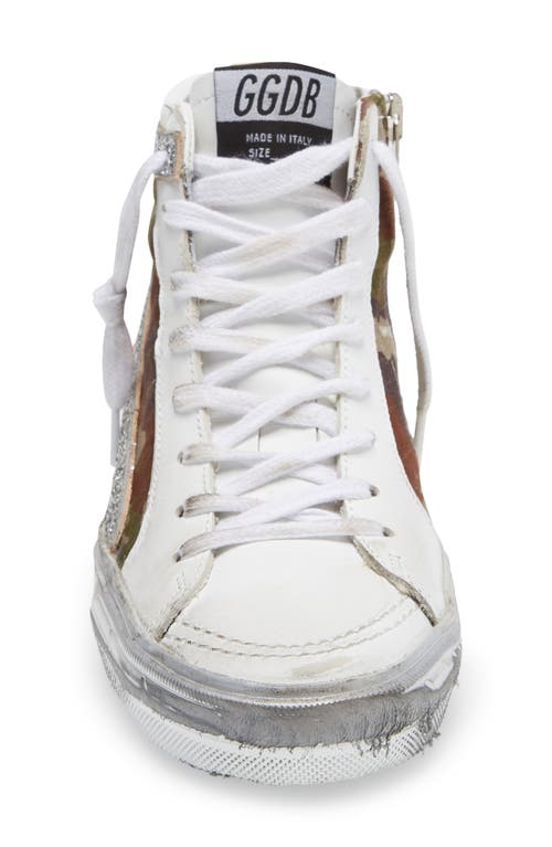 Shop Golden Goose Slide High Top Sneaker In White/green/silver