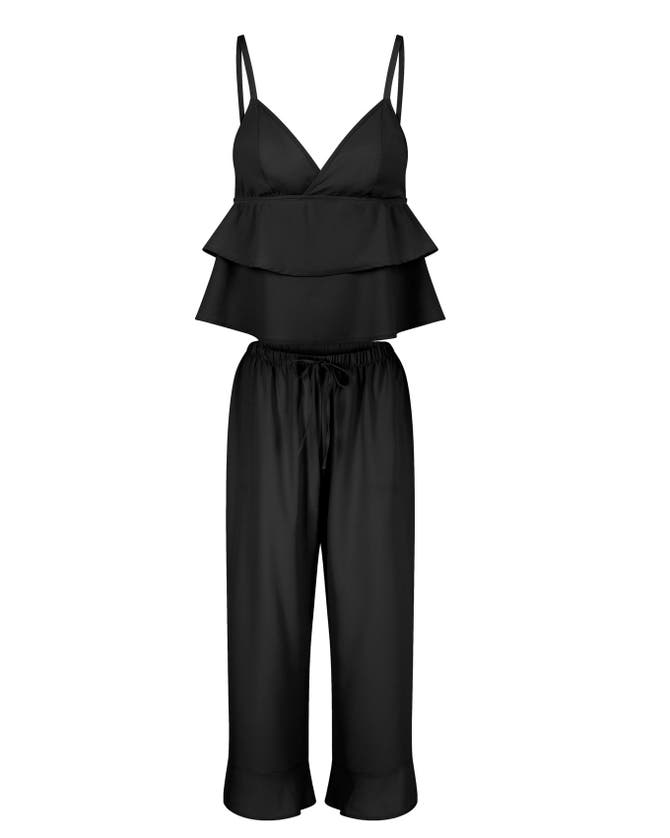 Adore Me Brigita Pajama Cami & Pants Set In Black