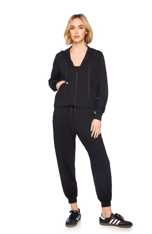 Shop Susana Monaco Front Zip Crop Hoodie In Black